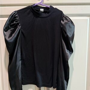 Elegant Black Puff Sleeve Top